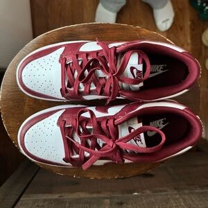 Never worn w/ original box; Nike Dunk Low Retro; Men’s 9.5; Team Red/White